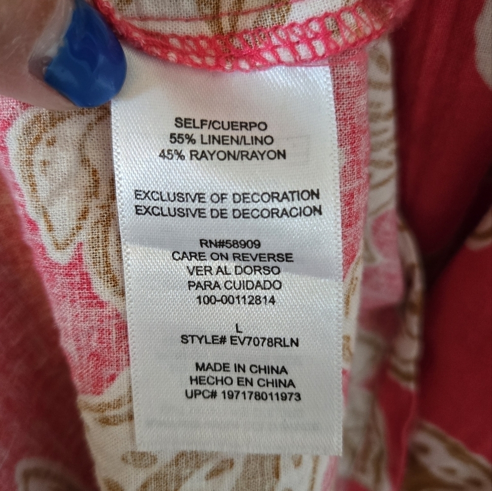 Every | Bright Pink With Brown Floral Print Linen Blend Maxi Dress Size Large - Picture 8 of 9